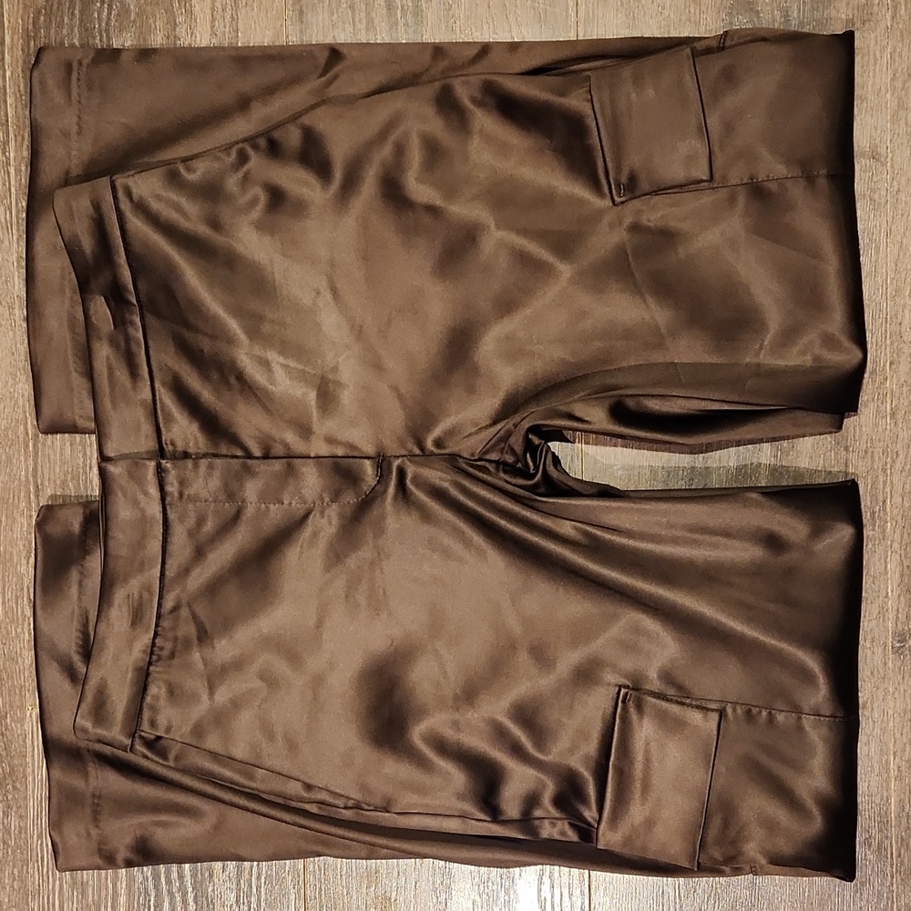 ❤️ NWOT! ARITZIA BABATON WIDE LEG HIGH RISE REFINED BROWN SATIN CARGO PANTS, 8